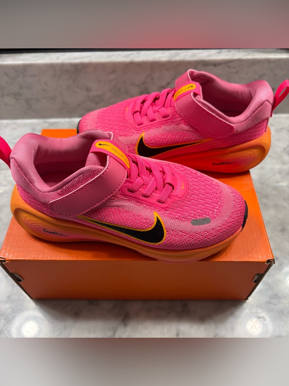 Nike Toddler Little Kid Stellar Ride Pink Sneaker Orange Strap Running Shoe